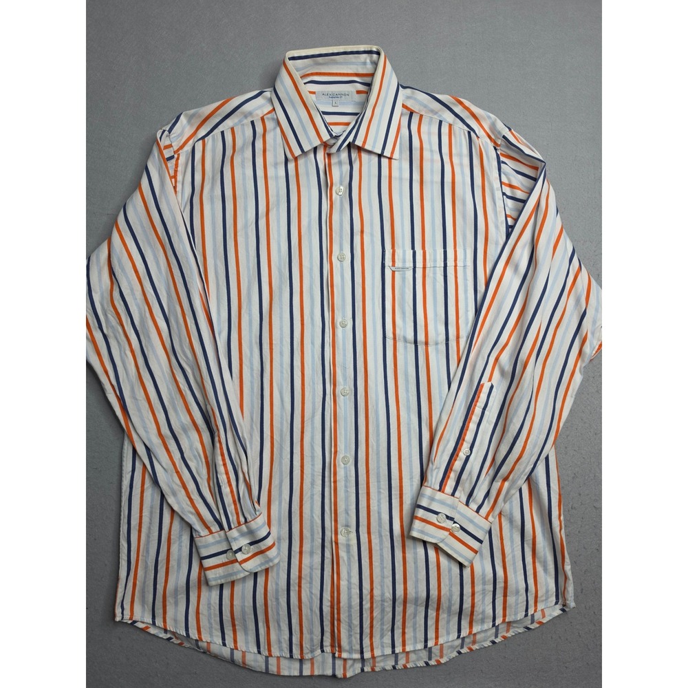 Alex Cannon Rowayton, CT Shirt Men Large Multicolor Striped Cotton Everyday Wear